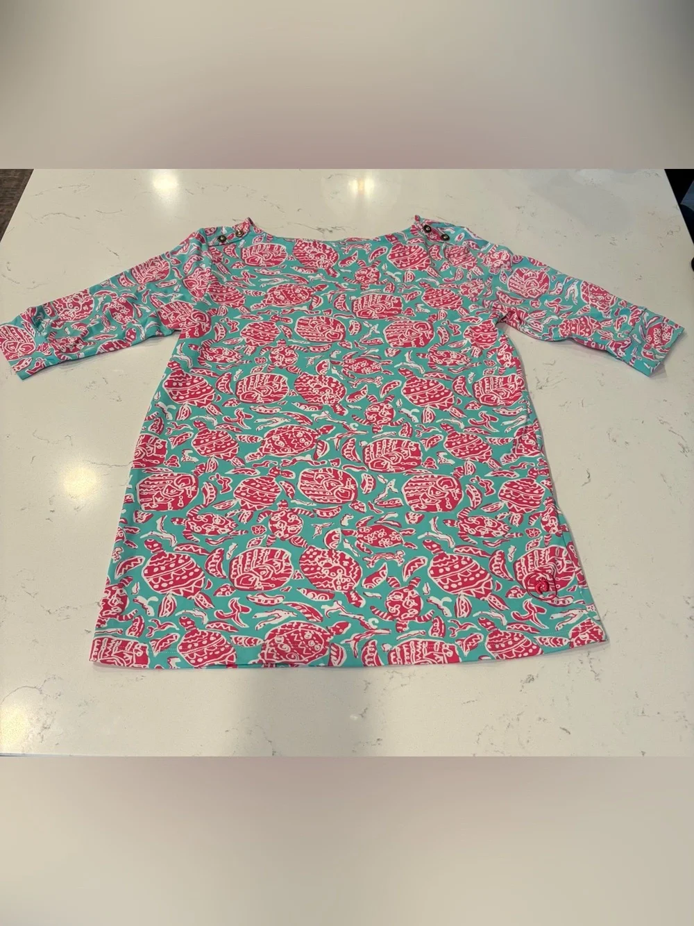 Hang Ten Aqua and Pink Sea Turtle-Print Swim Rash Guard Top UPF 50 size XL